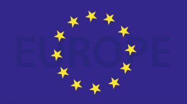 Avrupa Birliği bayrağı. Hareket yıldızları 4k video ile Avrupa bayrağı