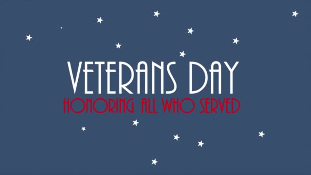 Bandera Estados Unidos Día Los Veteranos Honrando Todos Los Que — Vídeos de Stock