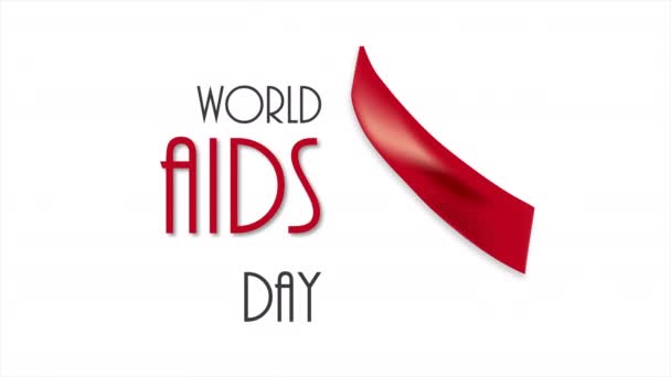 Aids Consapevolezza Concetto Della Giornata Mondiale Dell Aids Nastro Rosso — Video Stock