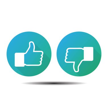 Başparmak Yukarı ve Başparmak Aşağı. Gölgeli düz biçim