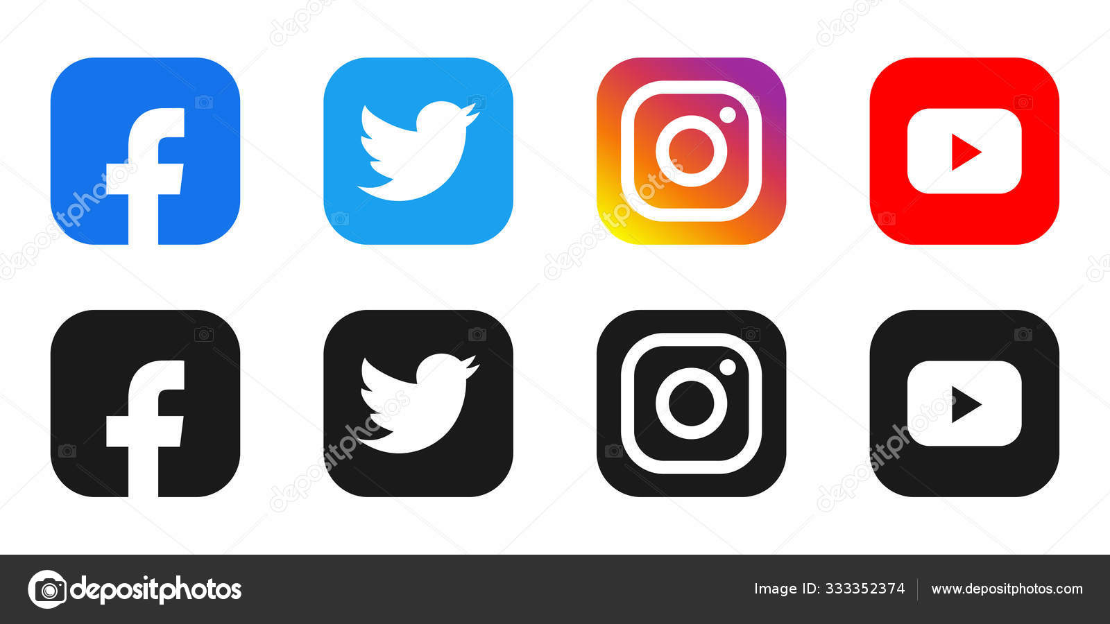 Facebook, instagram, twitter, youtube- Collection of popular social media  logo. Editorial vector. Kyiv, Ukraine - January 19, 2020 Stock Vector by  ©leberus777.gmail.com 333352374, image size:1600x900