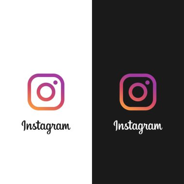 Instagram logo ekranı, karanlık mod. Editör vektörü. Kyiv, Ukrayna - 19 Ocak 2020