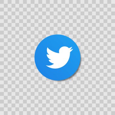 Şeffaf bir arkaplanda gölgesi olan Twitter logosu. Kyiv, Ukrayna - 19 Ocak 2020