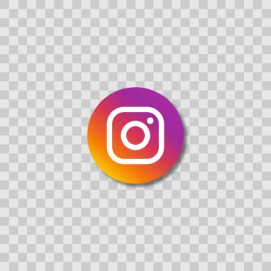 Şeffaf bir arka planda gölgesi olan Instagram logosu. Kyiv, Ukrayna - 19 Ocak 2020