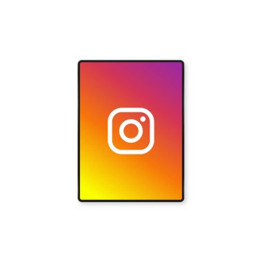 Instagram logosu renkli ipad ekran. Editör vektörü. Kyiv, Ukrayna - 19 Ocak 2020