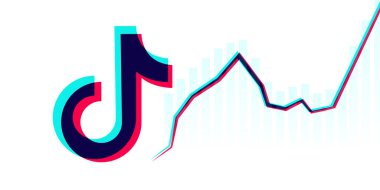 Tik Tok logosu büyü artık. Editör vektörü. Kyiv, Ukrayna - 19 Ocak 2020