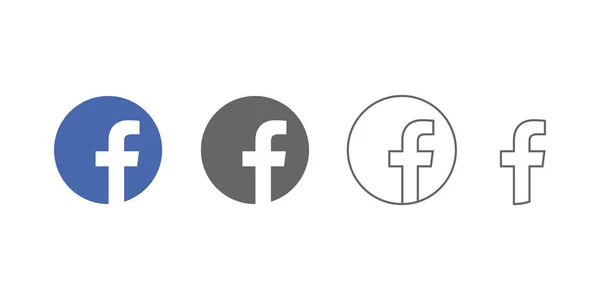 Logotipo do Facebook e ícone impresso em fundo branco em diferentes estilos. Kiev, Ucrânia - 19 de janeiro de 2020 — Vetor de Stock