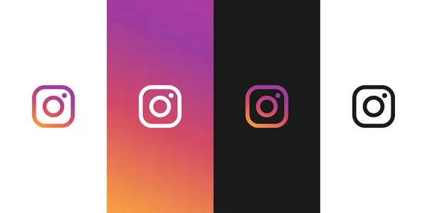 Layar logo Instagram, mode gelap. Vektor penyuntingan. Kyiv, Ukraina - 19 Januari 2020 - Stok Vektor