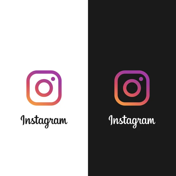 Instagram logo ekranı, karanlık mod. Editör vektörü. Kyiv, Ukrayna - 19 Ocak 2020