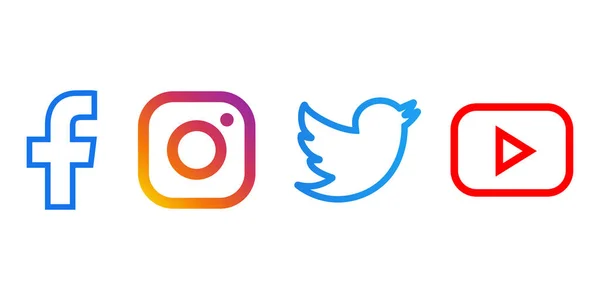 Facebook, instagram, twitter, youtube- Collection de logo populaire des médias sociaux. Vecteur éditorial. Kiev, Ukraine - 19 janvier 2020 — Image vectorielle