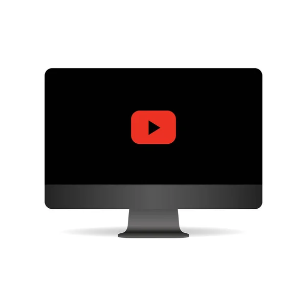 Youtube logo dark mode screen. Kyiv, Ukraine - January 19, 2020 — 스톡 벡터