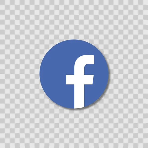 Logo Facebook con ombra su sfondo trasparente. Kiev, Ucraina - 19 gennaio 2020 — Vettoriale Stock