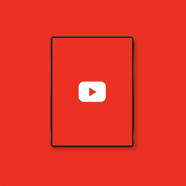 Youtube logó piros képernyő. Szerkesztői vektor. Kijev, Ukrajna - január 19, 2020 — Stock Vector