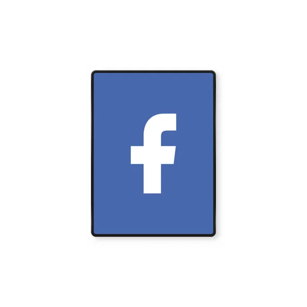 Facebook logo blue ipad screen. Editorial vector. Kyiv, Ukraine - January 19, 2020 — 스톡 벡터