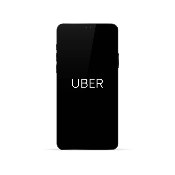 Uber logo op iphone scherm. Redactionele vector. Kiev, Oekraïne - 19 januari 2020 — Stockvector