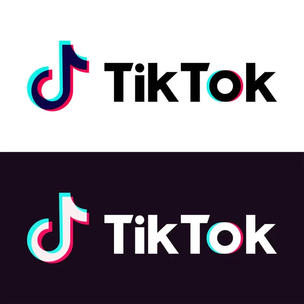 Tik Tok logo černobílý režim. Redakční vektor. Kyjev, Ukrajina - 19. ledna 2020 — Stockový vektor