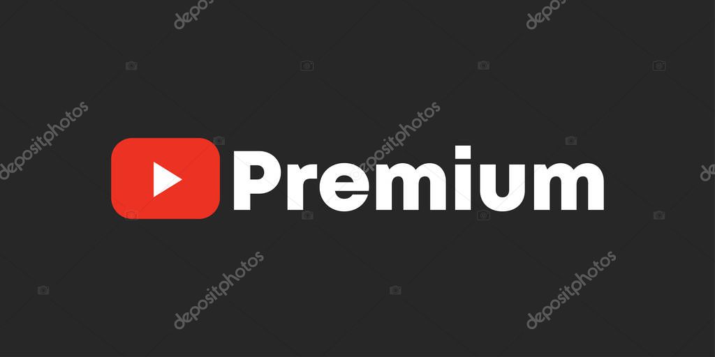 Youtube logo dark mode screen. Editorial vector. Kyiv, Ukraine - January 19, 2020