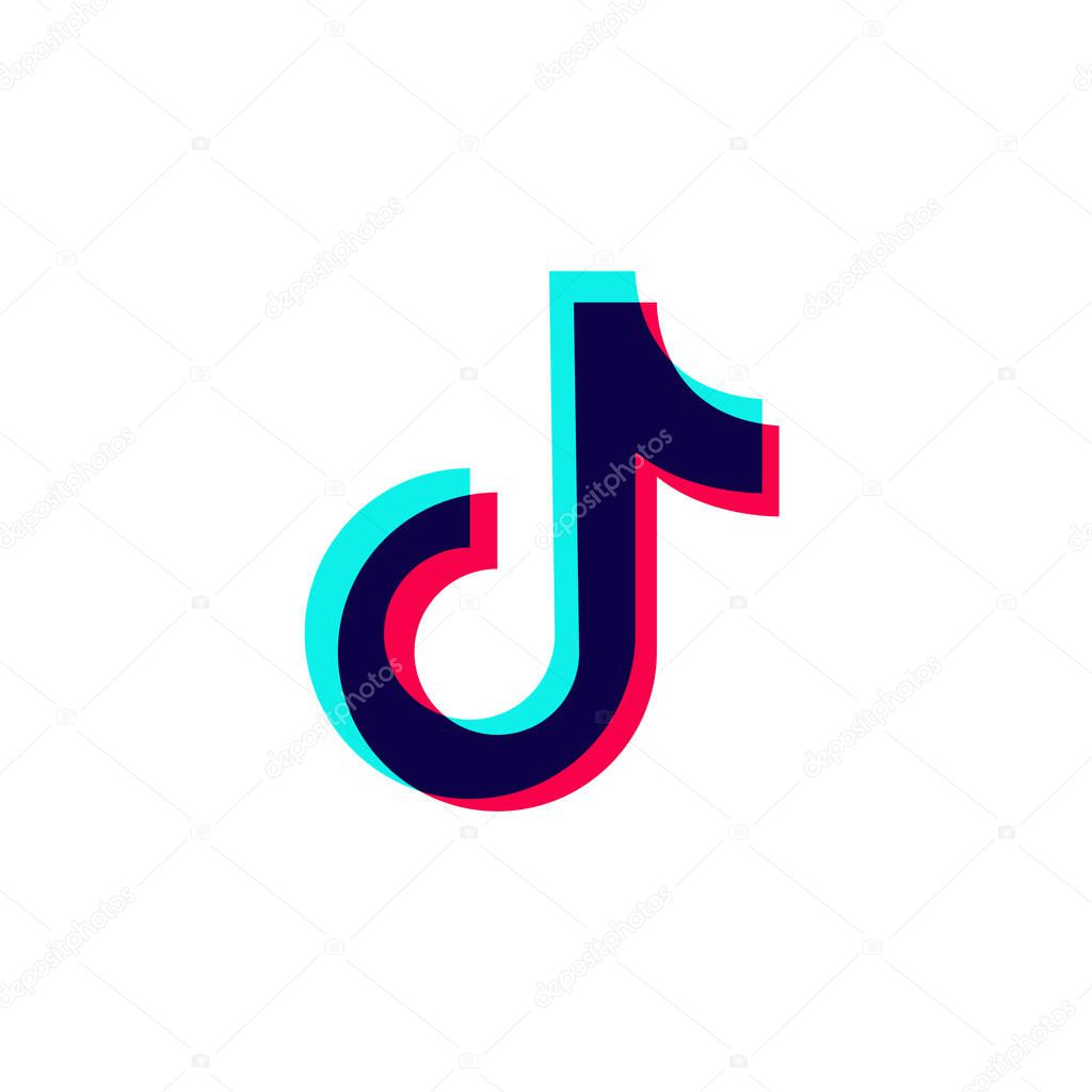 Tik Tok logo. Editorial vector. Kyiv, Ukraine - January 19, 2020