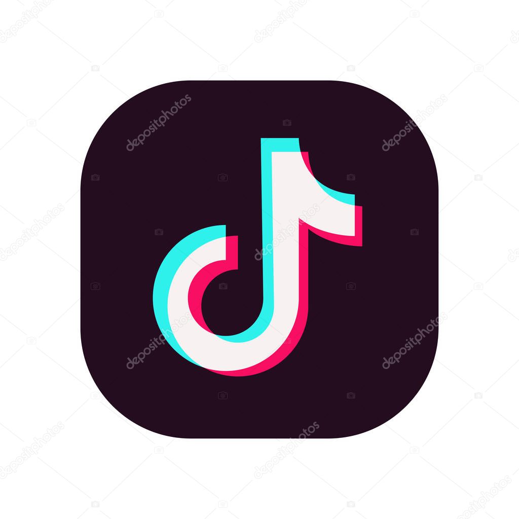 Tik Tok logo. Editorial vector. Kyiv, Ukraine - January 19, 2020