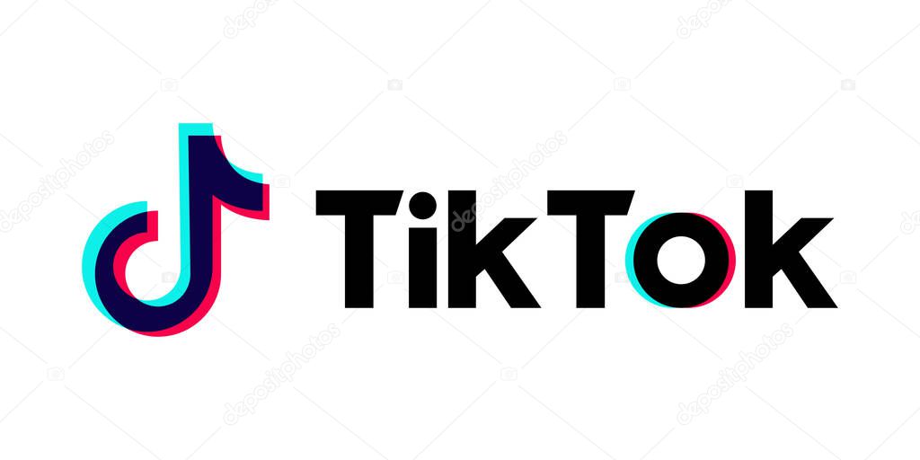 Tik Tok logo. Editorial vector. Kyiv, Ukraine - January 19, 2020