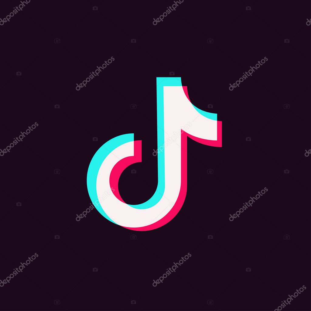 Tik Tok logo. Editorial vector. Kyiv, Ukraine - January 19, 2020