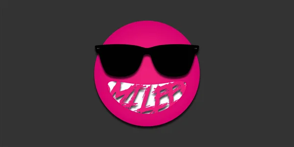 Hipster pink face in 3d style on dark background — 스톡 벡터