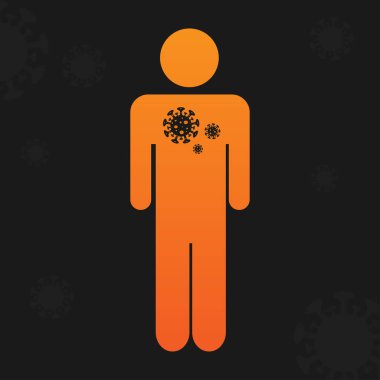 İnsan ciğerlerindeki zatürree virüsü siyah arkaplan üzerindeki bilgi grafikleri