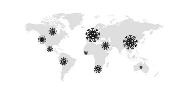 Coronavirus Sur Carte Monde Chine Europe États Unis Afrique Australie — Image vectorielle