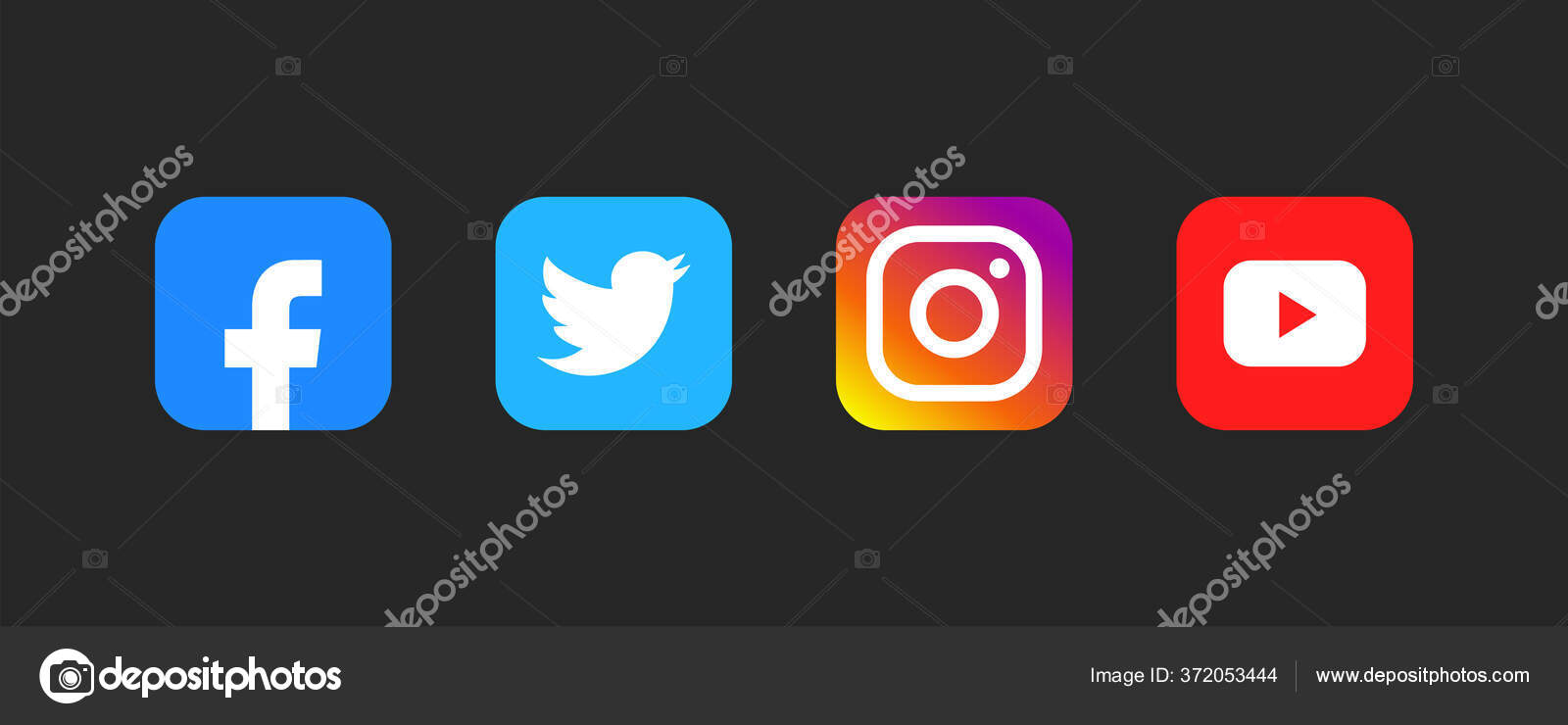 Facebook Instagram Twitter Youtube Collection Popular Social Media Logo  Black Stock Vector Image by © #372053444