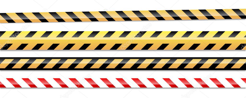 Yellow and red police line and danger tapes
