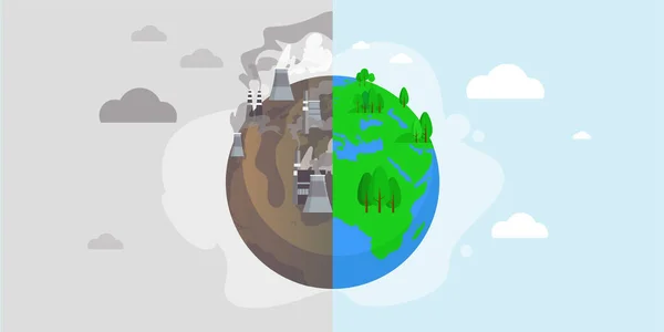 Planeta Ecologică Verde Vectorul Poluării Mediului Ilustrație Pentru Salvarea Conceptului — Vector de stoc