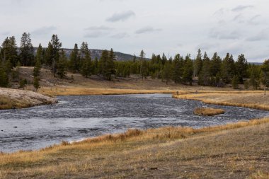 Balıkçılar Firehole Nehri üzerinde