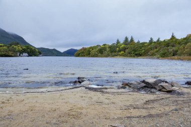 İrlanda 'nın puslu kırsalında bir İrlanda Gölü