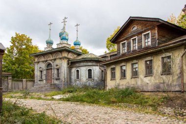 Moskova, Moskova Bölgesi, Rusya, eski cadde, en eski sokaktaki tarihi binalar - Moskova 'nın bir simgesi..
