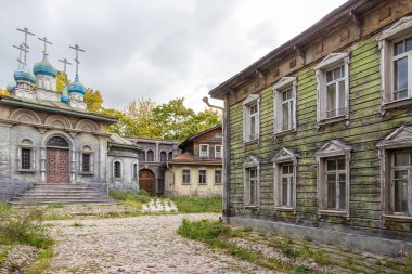 Moskova, Moskova Bölgesi, Rusya, eski cadde, en eski sokaktaki tarihi binalar - Moskova 'nın bir simgesi..