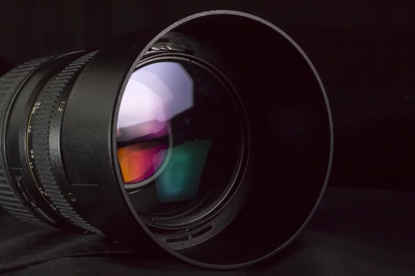 Telephoto lens aperture with nice reflections. Photography vision concept. — Stock Photo, Image