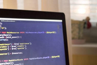 Web geliştirme Php Kodu kapatın. Soyut bilgi dijital teknoloji modern arka plan