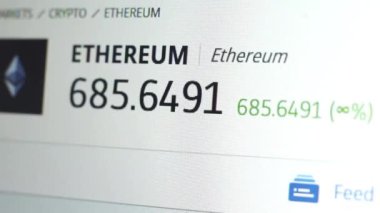 Ethereum Döviz Kuru görüntüleri. Kadar yakın izleme ticaret Cryptocurrency. Ethereum fiyatları değiştirme. Dijital para değerleri.