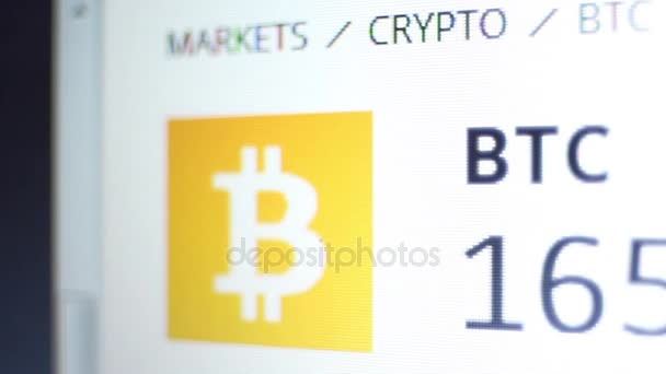 Materiał Kursu Wymiany Bitcoin Kryptowaluta Trading Śledzenie Zamknij Się Zmiana — Wideo stockowe