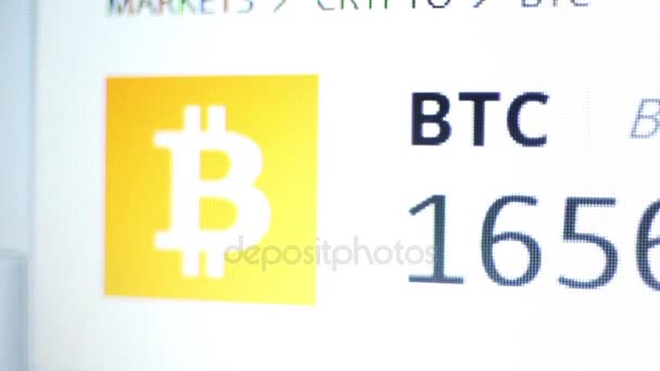 Materiał Kursu Wymiany Bitcoin Kryptowaluta Trading Śledzenie Zamknij Się Zmiana — Wideo stockowe