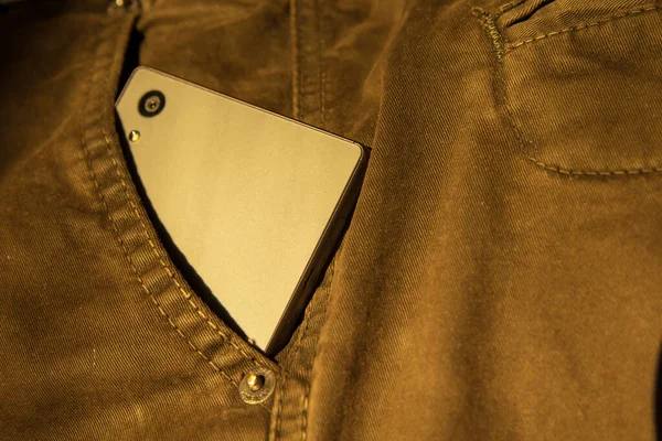 Moderno Smartphone Tasca Jeans Concetto Gadget Digitali — Foto Stock