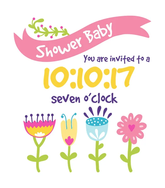 Baby shower invitation vector card — Stockvector