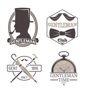 Beyefendinin hipster simgesi logo vektör rozeti