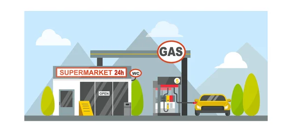 Gaz Petrol istasyonu vektör — Stok Vektör