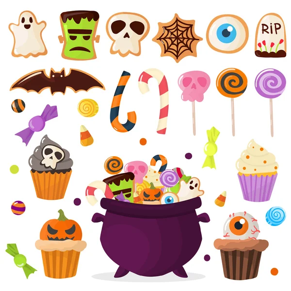 Halloween símbolos vector colección . — Archivo Imágenes Vectoriales