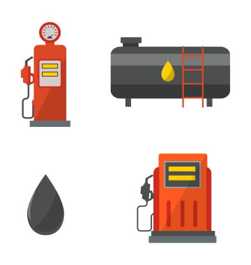 Gaz Petrol istasyonu vektör set.
