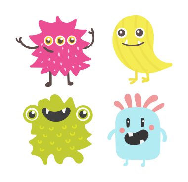 Sevimli Canavarlar vektör set.