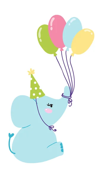 Bebé elefante cumpleaños vector ilustración . — Vector de stock