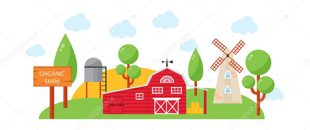 Farm house vector illustration.