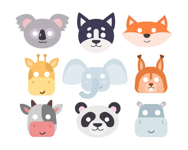 Animales carnaval máscara vector conjunto . — Vector de stock